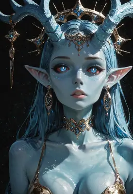 Ethereal Blue Horned Forest Queen