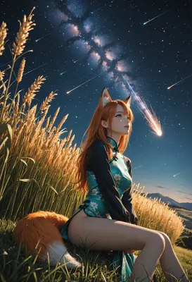 Fox Spirit Under The Starlit Sky