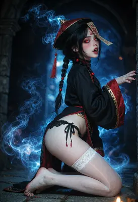Mystical Vampire Jiangshi in Blue Smoke