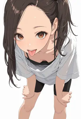 Playful Girl Leaning Forward