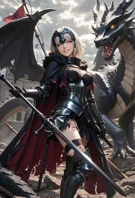 Dragon Knight and Her Shadow Beast