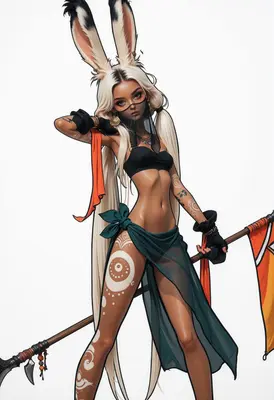 Tribal Bunny Warrior with Ceremonial Spear