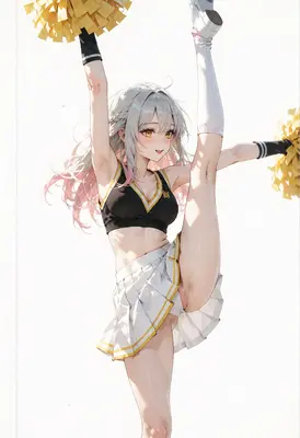 Energetic Cheerleader Performing High Kick