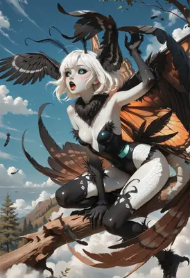 Ethereal Moth Girl Perched Above
