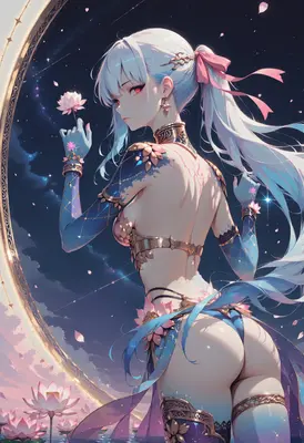 Celestial Maiden with Glowing Lotus Flowers