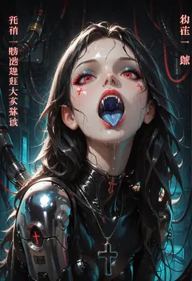 Cybernetic Vampire in Neon Shadows