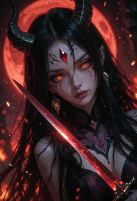 Demon Warrior Under the Blood Moon