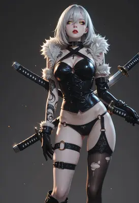 Silver Haired Warrior in Leather