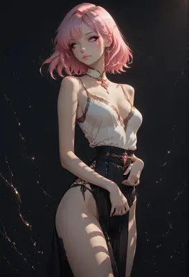 Ethereal Pink Haired Beauty in Silk