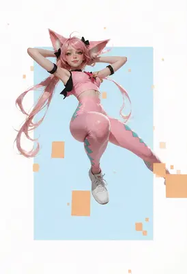Pink Fox Girl in Athletic Wear
