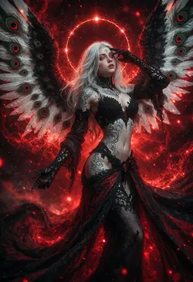 Ethereal Fallen Angel in Crimson