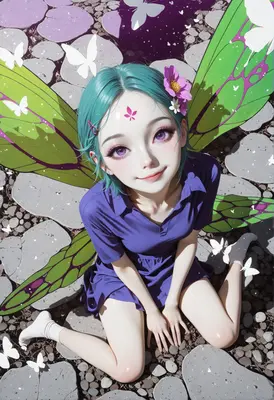 Little Fairy Resting on Stone Path