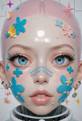 Ethereal Pastel Doll With Floral Accents