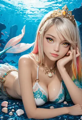 Golden Crowned Mermaid Princess