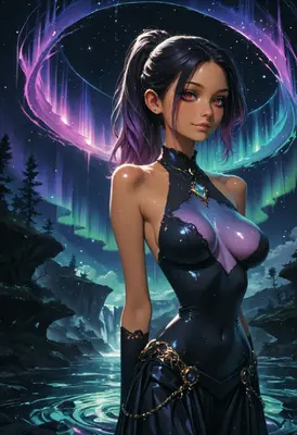 Starlight Maiden Beneath the Aurora