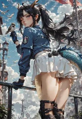 Dragon Girl With Her Little Bird