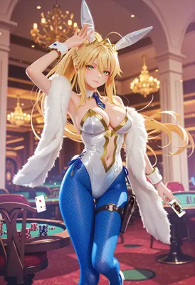 Elegant Blonde Casino Bunny Girl