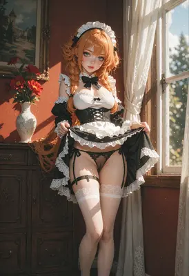 Charming Maid in Sunlit Room