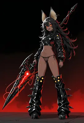 Dark Warrior with Glowing Red Spear