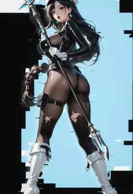 Cybernetic Warrior with Glitch Aesthetic