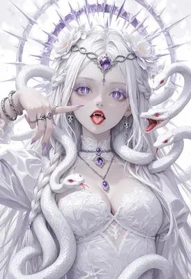 White Haired Medusa With Snakes