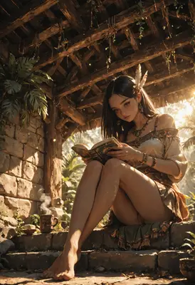 Scholar Resting in a Jungle Gazebo