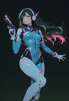 Cybernetic Soldier With Glowing Pink Eyes