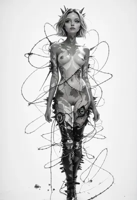 Cybernetic Muse Entangled in Barbed Wire