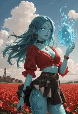 Blue Enchantress in Red Poppy Field