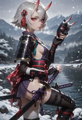Oni Warrior in the Winter Snow