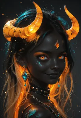 Glowing Horned Demon Princess Portrait