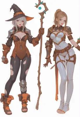 Duo of Fantasy Mages in Battle Gear