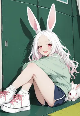 Happy Bunny Girl Resting Indoors