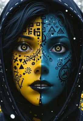 Duality of Symbols Masked Portrait