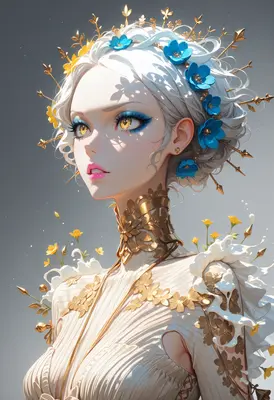 Ethereal Maiden with Golden Floral Adornments