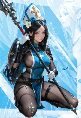 Divine Warrior in Blue Cleric Armor