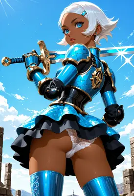 Blue Knight with Shimmering Blade