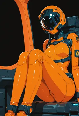 Orange Astronaut in Space Cockpit