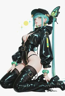 Cyber Butterfly in Glossy Black Leather