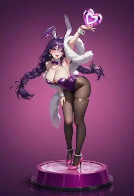 Purple Bunny Girl with Heart Gem