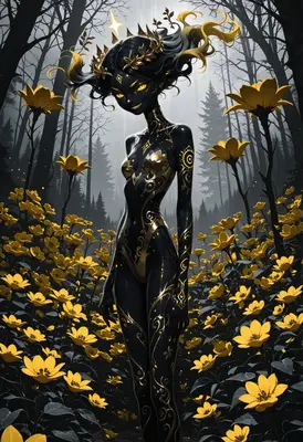 Gilded Entity in a Dark Forest