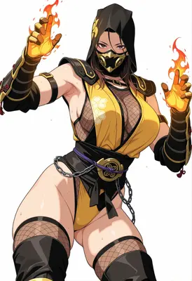 Fiery Kunoichi Warrior in Battle