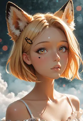 Dreamy Blonde Fox Girl Portrait