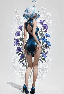Blue Floral Cheongsam Elegance