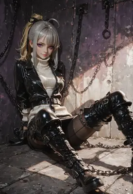 Chained Beauty in Black Leather