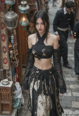 Mysterious Woman in an Antique Bazaar
