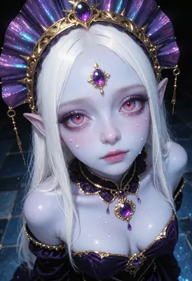 Crying Elf Queen in Regal Attire