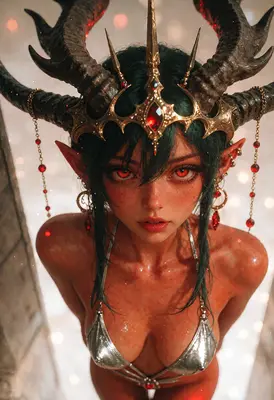 Enchanting Demon Queen with Glowing Eyes