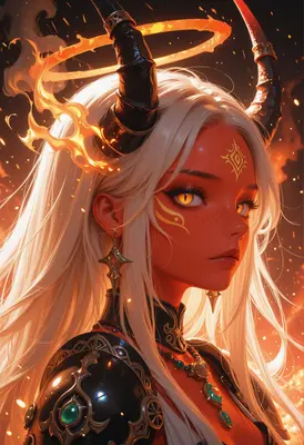 Fiery Demon Queen with Golden Halo