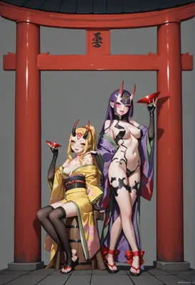 Oni Sisters Sharing A Drink